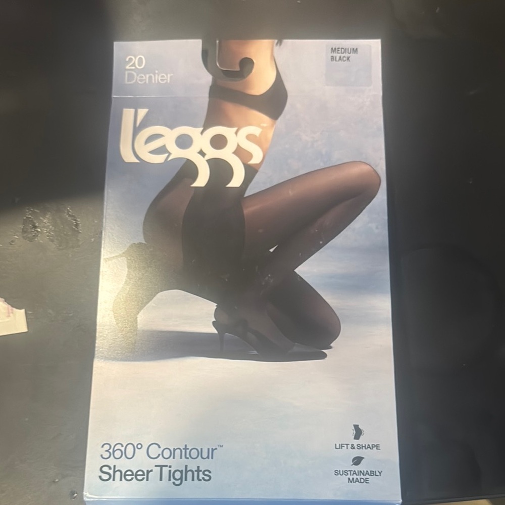 l’eggs 360 contour sheer tights 20 denier medium black